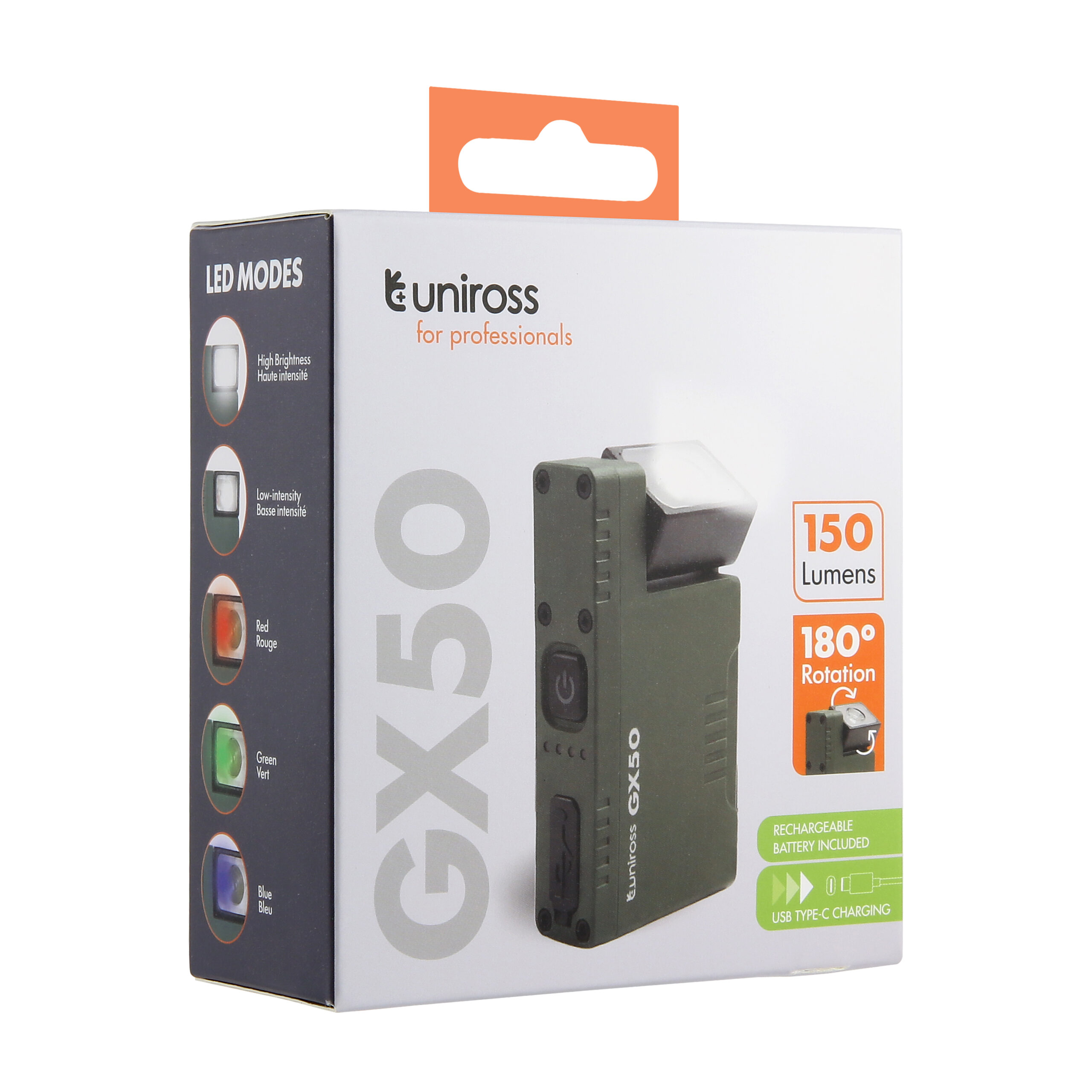Uniross Light Torch GX50 Rechargeable Torch 150 Lumens with Magnet, Belt Clip & Lanyard - Image 5