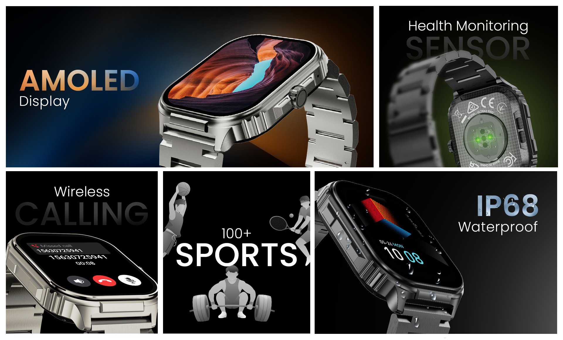 HiFuture Luxury Sport SmartWatch ULTRA 3 Pro Stainless Steel AMOLED Black - Image 12