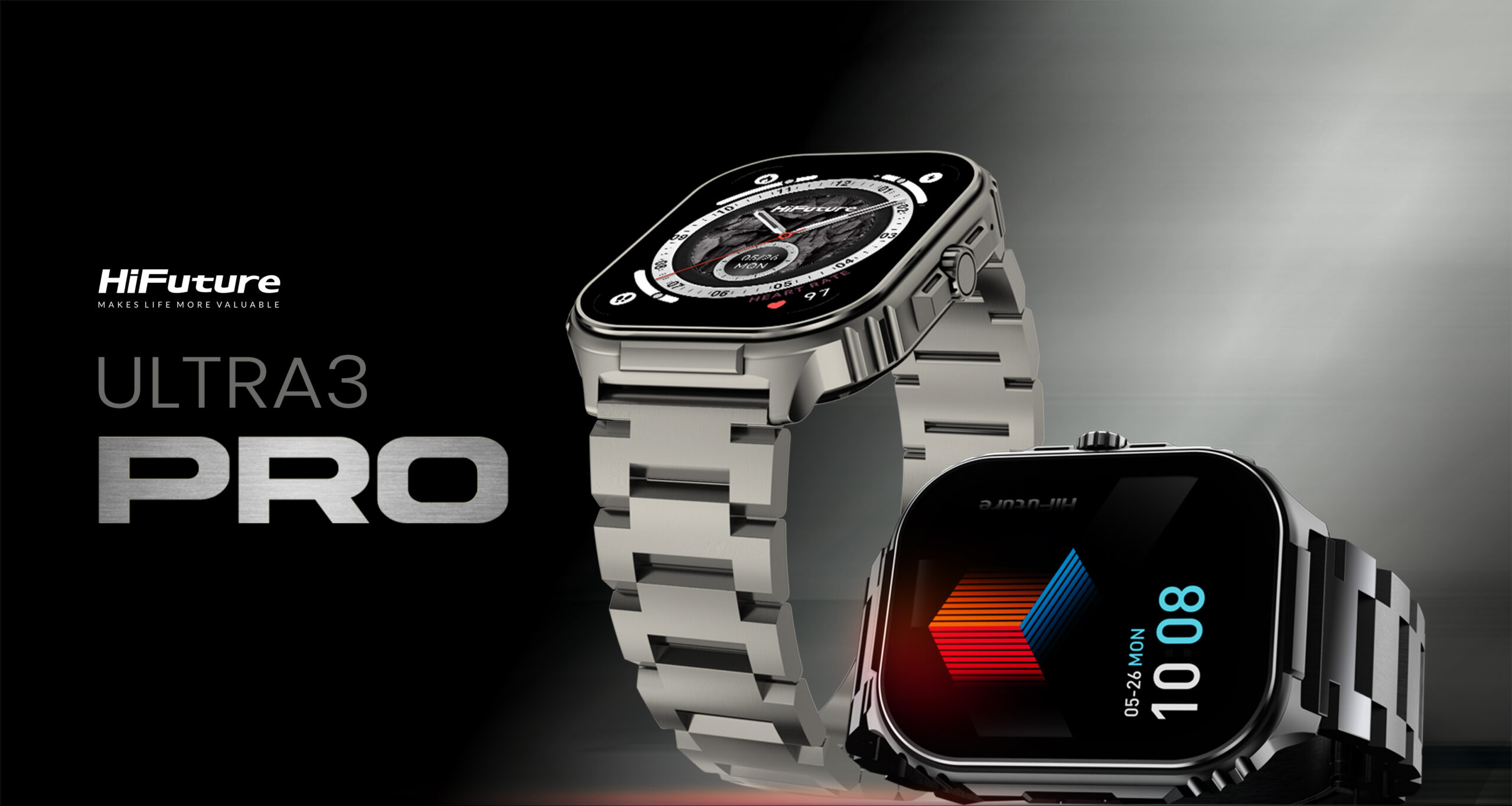 HiFuture Luxury Sport SmartWatch ULTRA 3 Pro Stainless Steel AMOLED Black - Image 9