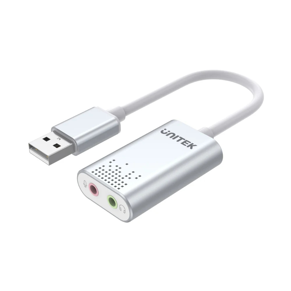 Unitek Y-247A External USB Soundcard USB-A to Stereo Audio Headset/Speaker and Microphone
