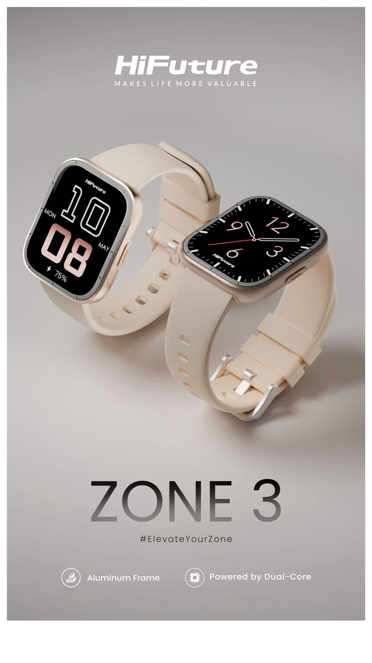 HiFuture Fashion SmartWatch ZONE3 Pink/Gold - Image 3