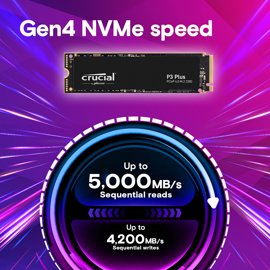 Crucial SSD M.2 NVMe PCIe 4.0 x 4 P3 Plus 2TB - Image 2