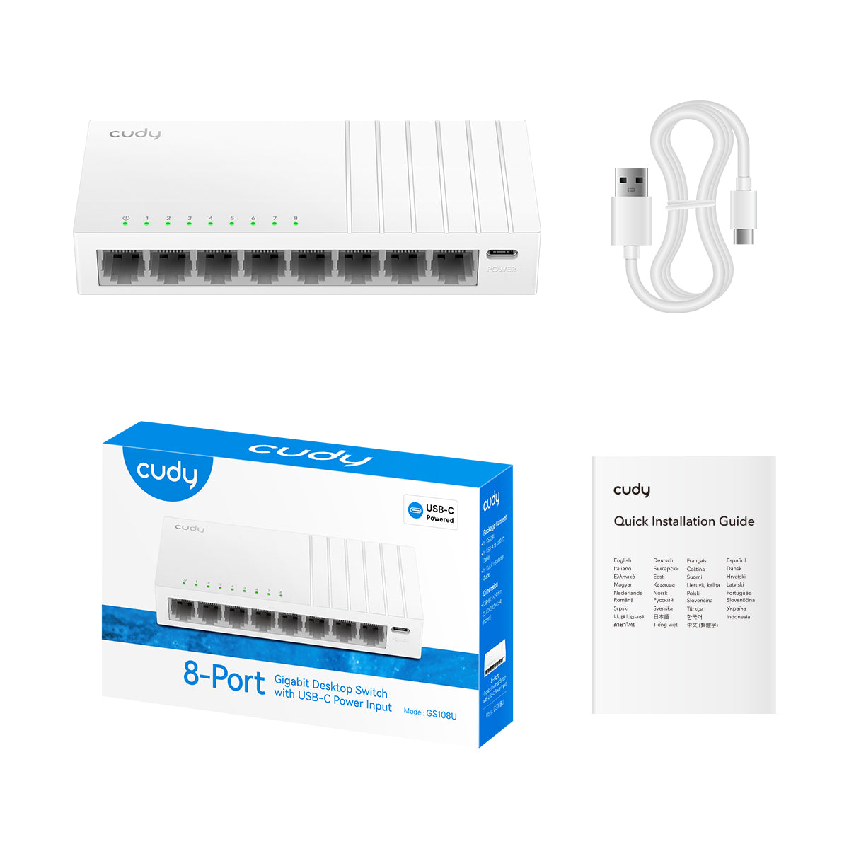 Cudy Switch Gigabit Ethernet 8-Ports Desktop GS108U with USB Power - Image 3