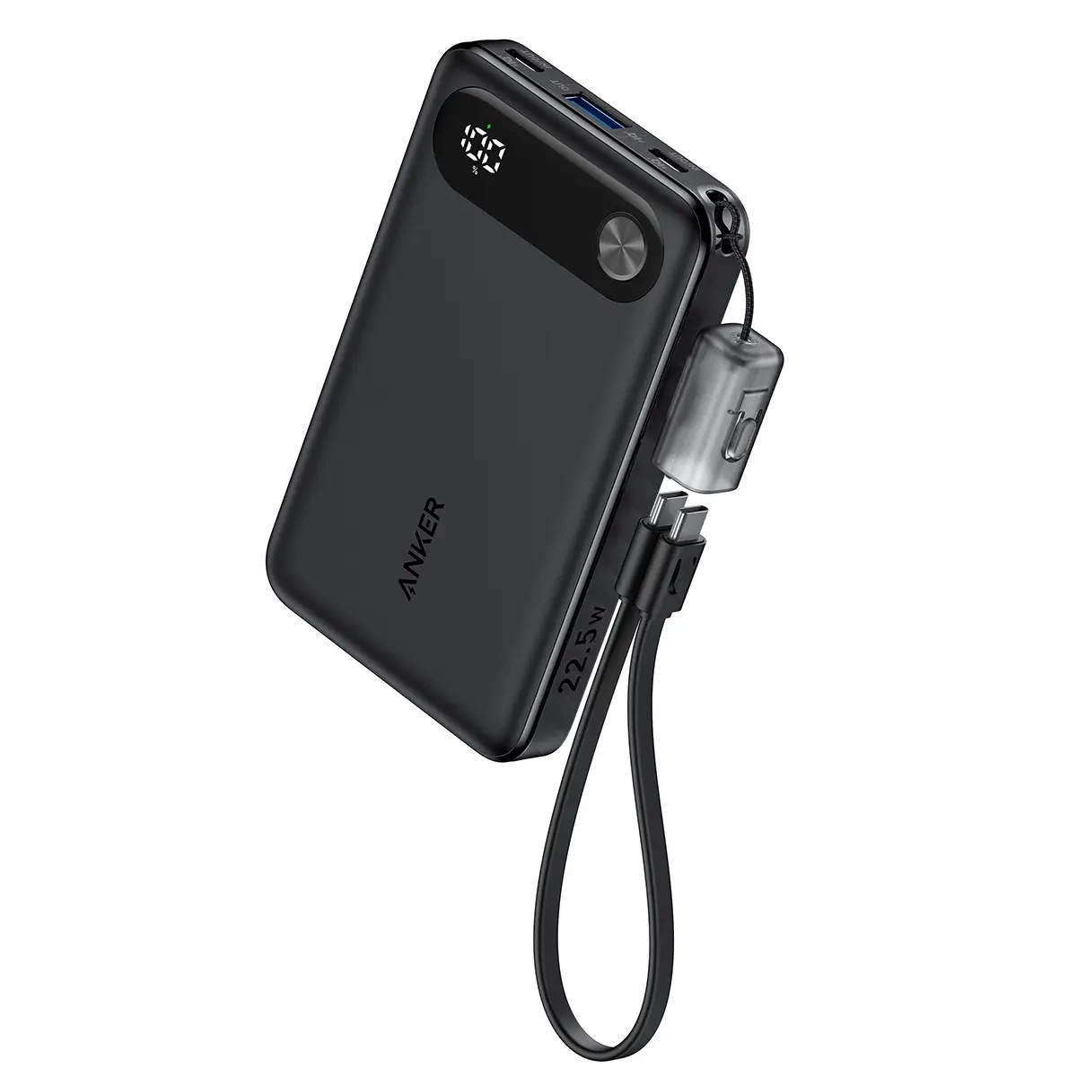 Anker Mobile Powerbank 10000 22.5W Lanyard USB-C Cable Black