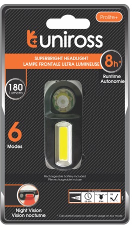 Uniross ULSH04 Prolite Plus USB Rechargeable Twin LED Headlamp 180 Lumens