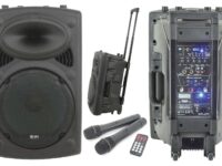 QTX QR12PA 12'' Professional Portable Karaoke & PA Speaker with 2x Wireless Microphones