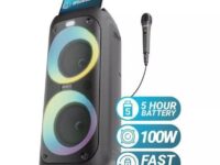 Majority Speakers Portable Karaoke P200 100W Wire Mic BT/USB/RGB UK